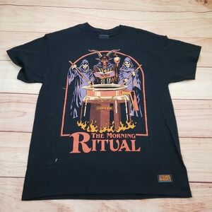 Steven Rhodes The Morning Ritual Shirt Mens Large Black Goth Coffee Occult